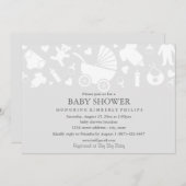 Grey Modern Baby shower Invitation Kaart (Voorkant / Achterkant)