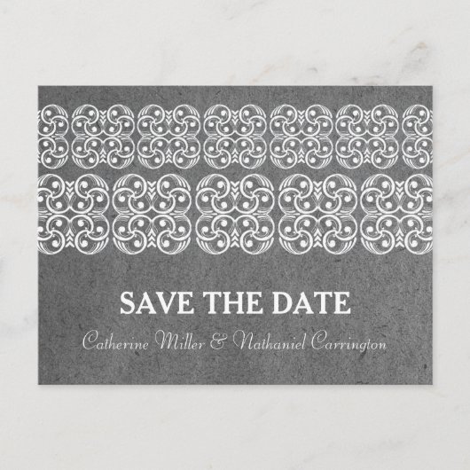 Grey Modern Bohemian Save the Date Briefkaart (Voorkant)