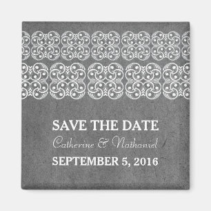 Grey Modern Bohemian Save the Date Magnet