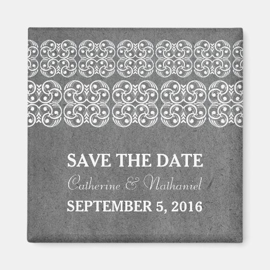 Grey Modern Bohemian Save the Date Magnet (Voorkant)