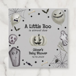 Grey Modern Little Boo Ghost Boy Baby shower Bedankjes Labels