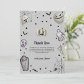 Grey Modern Little Boo Ghost Boy Baby shower Bedankkaart (Staand voorkant)