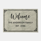 Grey | Modern Monogram De familienaam Welkom Deurmat (Voorkant)
