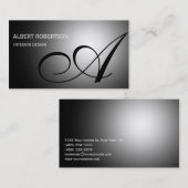 Grey Monogram Interior Designer Visitekaartje (Voorkant / Achterkant)