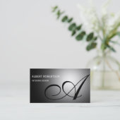 Grey Monogram Interior Designer Visitekaartje (Staand voorkant)