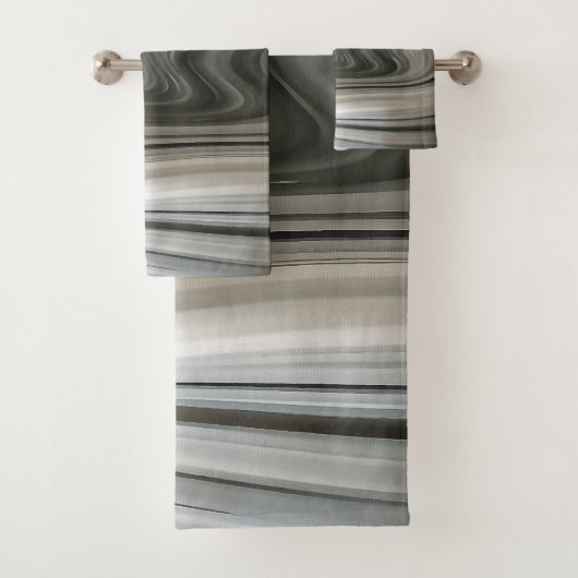 Grey Monotone Artistic Acrylic Pour Abstract Bad Handdoek (Insitu)