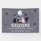 Grey Monster Halloween Baby shower Welkom Vinyl Spandoek (Horizontaal)