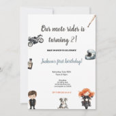 GREY MOTO RIDERS BIRTHDAY PARTY INVITATION KAART (Voorkant)