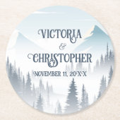 Grey Mountain Fog Forest Wilderness Wedding Ronde Kartonnen Onderzetter (Voorkant)