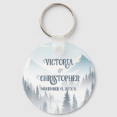 Grey Mountain Fog Forest Wilderness Wedding Sleutelhanger (Voorkant)