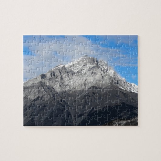 Grey Mountain Peak, Cloudy Blue Sky Legpuzzel (Horizontaal)