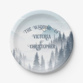 Grey Mountain Wilderness Winter Wedding Custom Papieren Bordje (Voorkant)