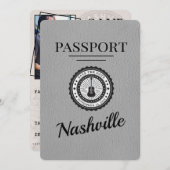 Grey Nashville Passport Bewaar de datum Save The Date (Voorkant / Achterkant)