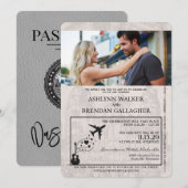 Grey Nashville Passport Wedding Invitation Kaart (Voorkant / Achterkant)