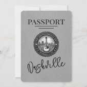 Grey Nashville Passport Wedding Invitation Kaart (Achterkant)