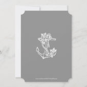 Grey Nautical Floral Anchor Birthday Party nodigt  Kaart (Achterkant)