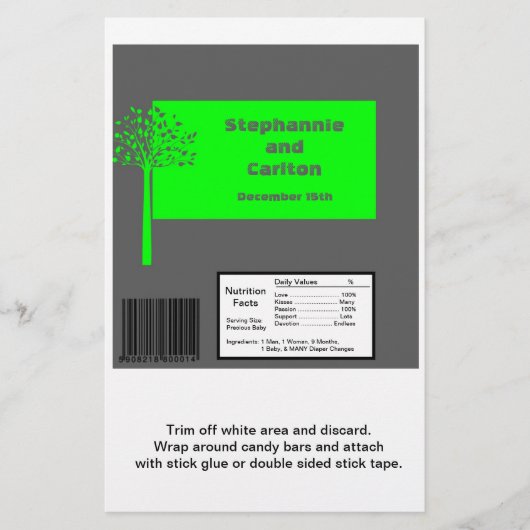 Grey/Neon Green Tree Weddenschap Grote Snoep Wrapp (Voorkant)