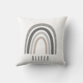 Grey/Neutral Boho Rainbow Monogram Pillow  Kussen (Achterkant)