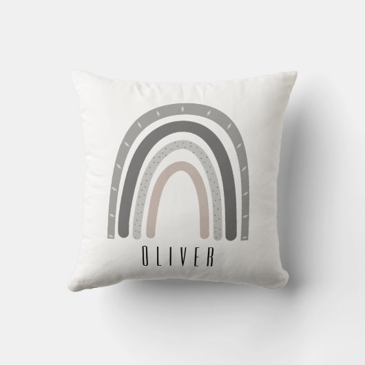 Grey/Neutral Boho Rainbow Monogram Pillow Kussen (Achterkant)