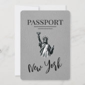 Grey New York City Passport Wedding Kaart (Achterkant)