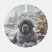 Grey Newfoundland Dog Glas Ornament (Voorkant)