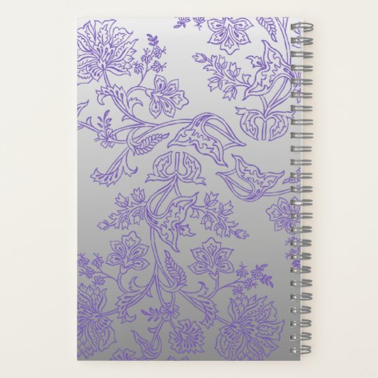 Grey Notebook with Purple Floral Front and Back Notitieboek (Achterkant)