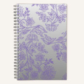 Grey Notebook with Purple Floral Front and Back Notitieboek (Voorkant)