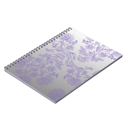 Grey Notebook with Purple Floral Notitieboek (Linkerzijde)