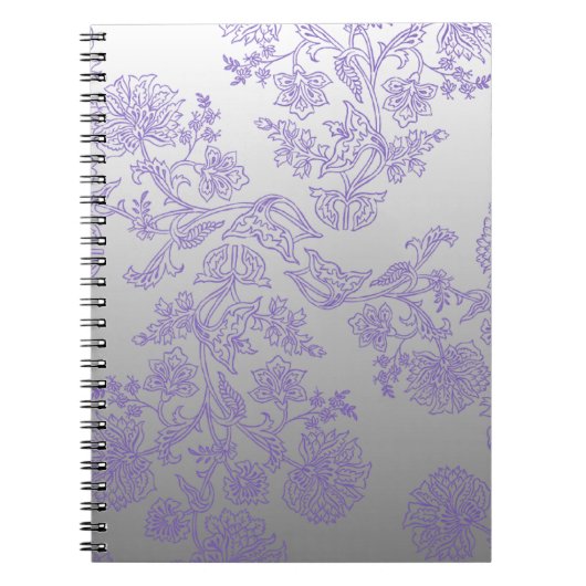 Grey Notebook with Purple Floral Notitieboek (Voorkant)