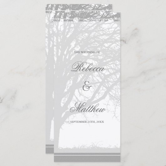 Grey Oak Tree Winter Wedding Programma Programmakaart (Voorkant / Achterkant)