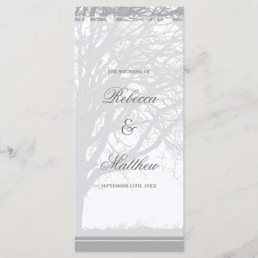 Grey Oak Tree Winter Wedding Programma Programmakaart (Voorkant)