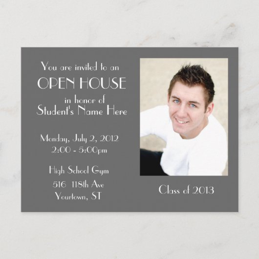 Grey Open huis briefkaart (Voorkant)