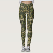 Grey Orange Olive Brown Cat Camouflage Pattern Leggings (Voorkant)