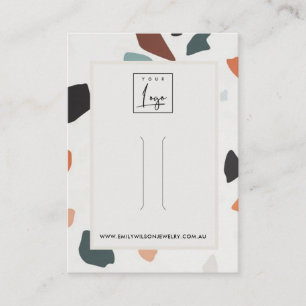 Grey Oranje Green Terrazzo Hair Clip Display Logo Visitekaartje