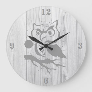 Grey Owl Wall Clock Grote Klok