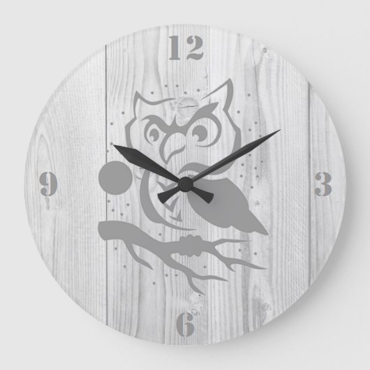 Grey Owl Wall Clock Grote Klok (Voorkant)