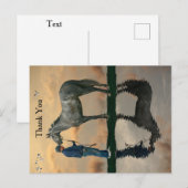 Grey Paard en bruidegom OTTB Briefkaart (Voorkant / Achterkant)