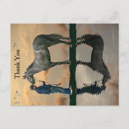 Grey Paard en bruidegom OTTB Briefkaart