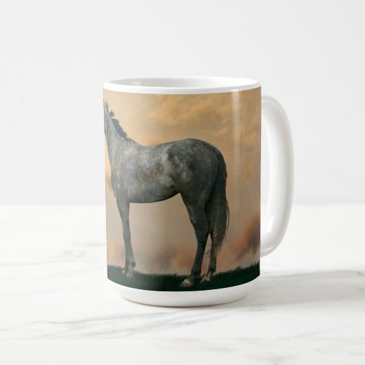 Grey Paard en bruidegom OTTB Koffie Mok (Voorkant rechts)