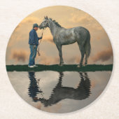 Grey Paard en bruidegom OTTB papieren Onderzetter (Voorkant)