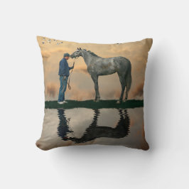 Grey Paard en bruidegom OTTB Sierkussen