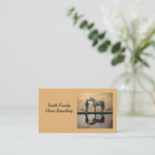 Grey Paard en bruidegom OTTB Visitekaartje (Staand voorkant)