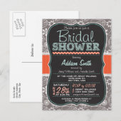 Grey Paisley Chalkboard look Vrijgezellenfeest Uitnodiging Briefkaart (Voorkant / Achterkant)