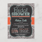 Grey Paisley Chalkboard look Vrijgezellenfeest Uitnodiging Briefkaart (Voorkant)