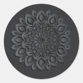Grey Papercut Mandala Ronde Sticker (Voorkant)