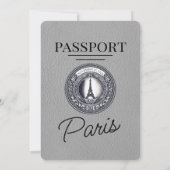 Grey Paris Passport Wedding Kaart (Achterkant)