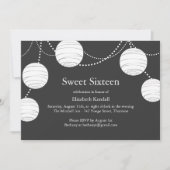 Grey Party Lantern Sweet 16 Invitation Kaart (Voorkant)