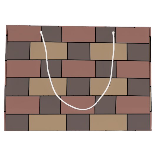 Grey Peach Pink Brick Wall Groot Cadeauzakje (Achterkant)