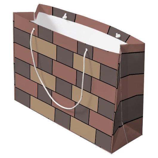 Grey Peach Pink Brick Wall Groot Cadeauzakje (Achterkant Gekanteld)