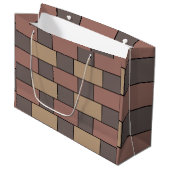 Grey Peach Pink Brick Wall Groot Cadeauzakje (Voorkant Gekanteld)